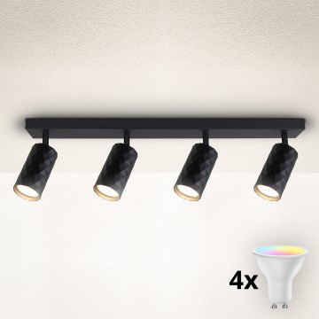 Brilagi - SELE DIAMANT dimmbarer LED-RGBW-Spot 4xGU10/4,8W/230V 3000K schwarz + Fernbedienung
