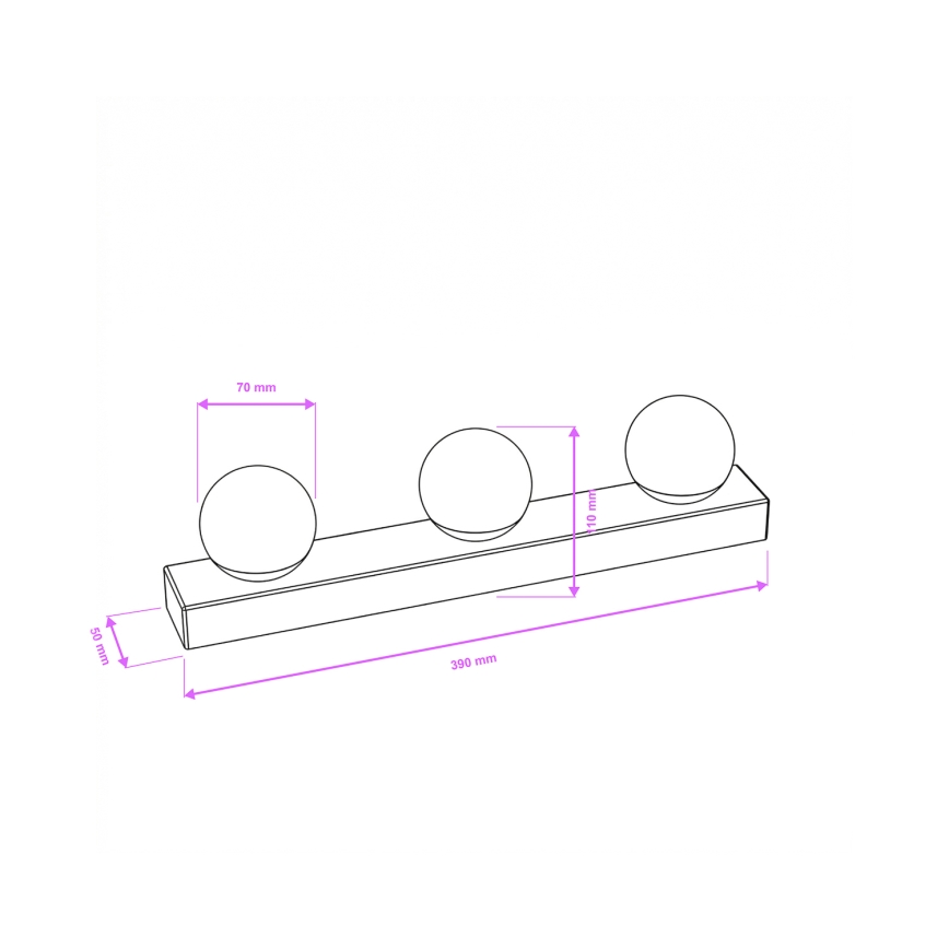 BRILAGI - SET 2x LED Badezimmer-Wandleuchte HOLLYWOOD 3xLED/3W/230V 39 cm IP44 schwarz