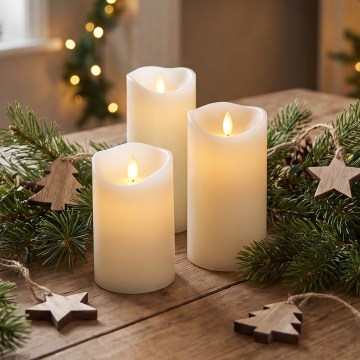 BRILAGI - Set da 3 candele LED LED/3xAAA crema + telecomando