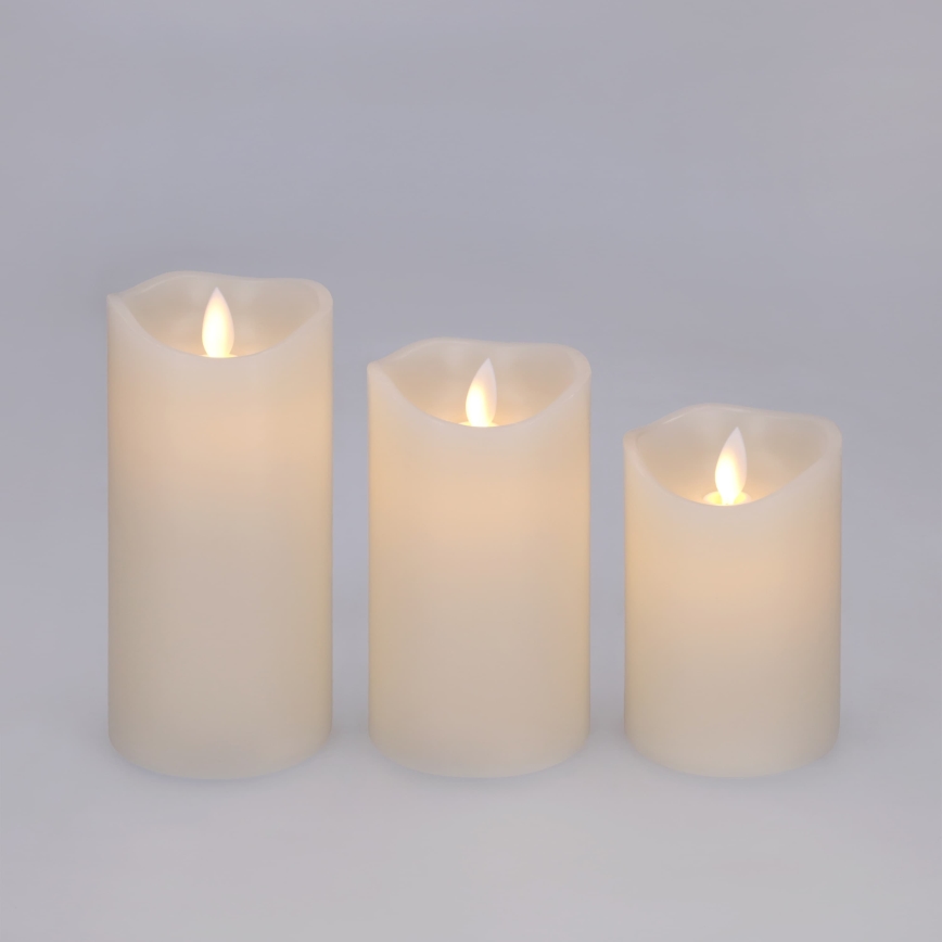 BRILAGI - Set da 3 candele LED LED/3xAAA crema + telecomando