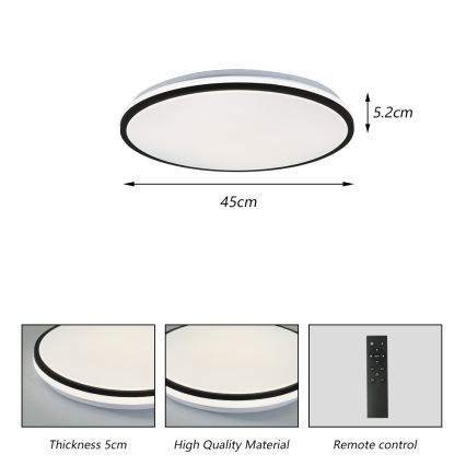 Brilagi - Dimmbare SMART LED-Deckenleuchte, 36 W, 230 V, Ø 48 cm, 3000–6000 K, Wi-Fi (Tuya), Beacon + Fernbedienung