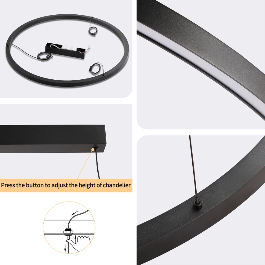Brilagi - Lampadario LED dimmerabile a sospensione su cavo PORTOFINO LED/60W/230V 3000-6000K Ø 80 cm nero + telecomando