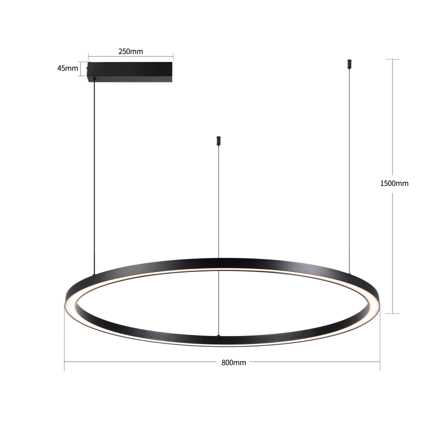 Brilagi - Lampadario LED dimmerabile a sospensione su cavo PORTOFINO LED/60W/230V 3000-6000K Ø 80 cm nero + telecomando