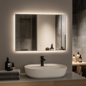 Brilagi - Specchio da bagno LED DESIO LED/28W/230V 60x80 cm argento IP44 CRI 90 dimmerabile + CCT