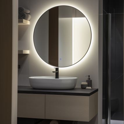 Brilagi - Specchio da bagno LED VENA BLACK LED/26W/230V Ø 80 cm IP44 CRI 90 dimmerabile + CCT