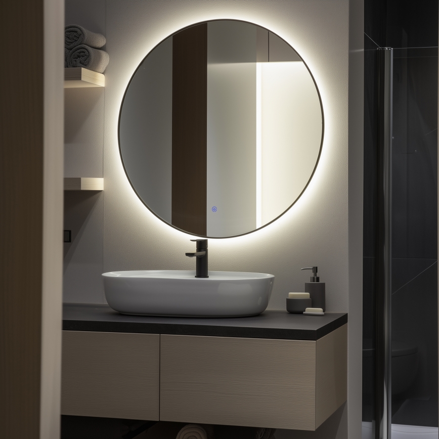 Brilagi - Specchio da bagno LED VENA BLACK LED/26W/230V Ø 80 cm IP44 CRI 90 dimmerabile + CCT