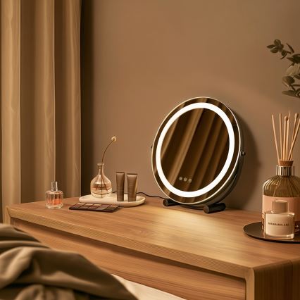 BRILAGI - Specchio da trucco LED dimmerabile CALIFORNIA LED/17W/230V 3000/4000/6500K Ø 42 cm nero