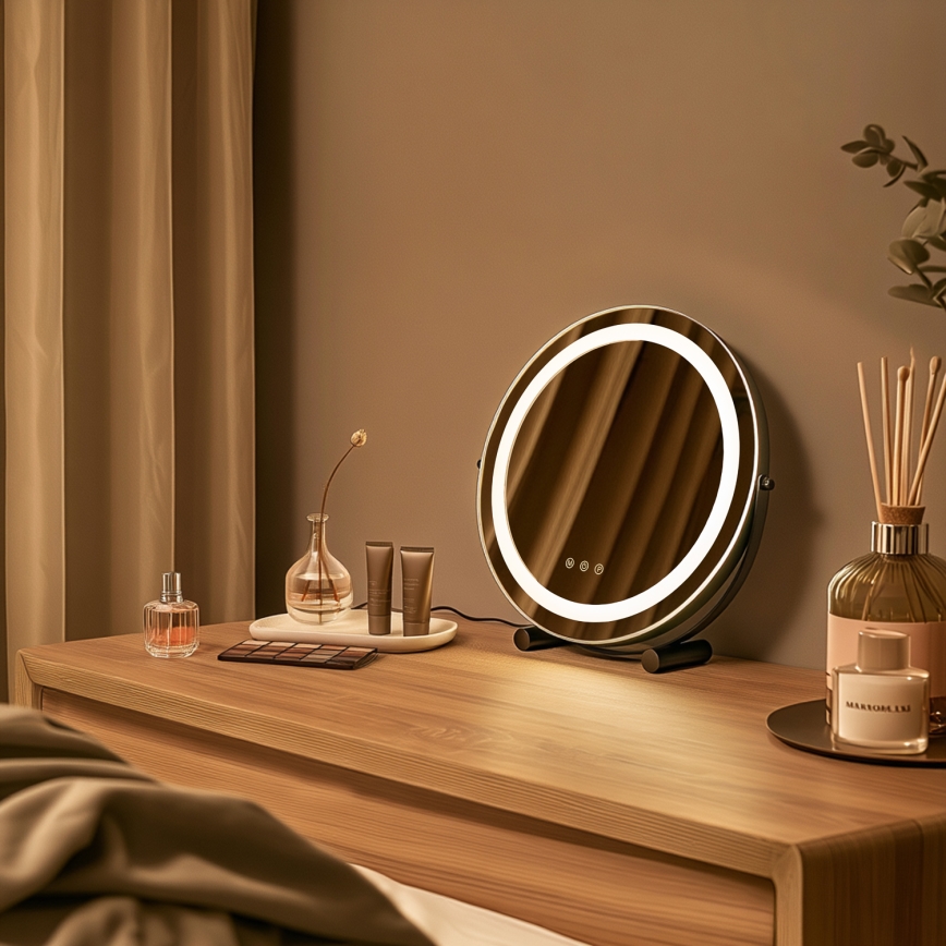 BRILAGI - Specchio da trucco LED dimmerabile CALIFORNIA LED/17W/230V 3000/4000/6500K Ø 42 cm nero