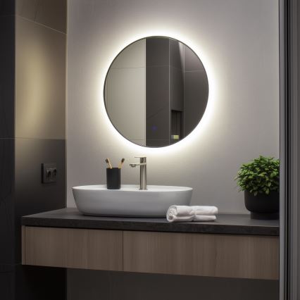 Brilagi - Specchio da bagno LED VENA BLACK LED/19W/230V Ø 60 cm IP44 CRI 90 dimmerabile + CCT