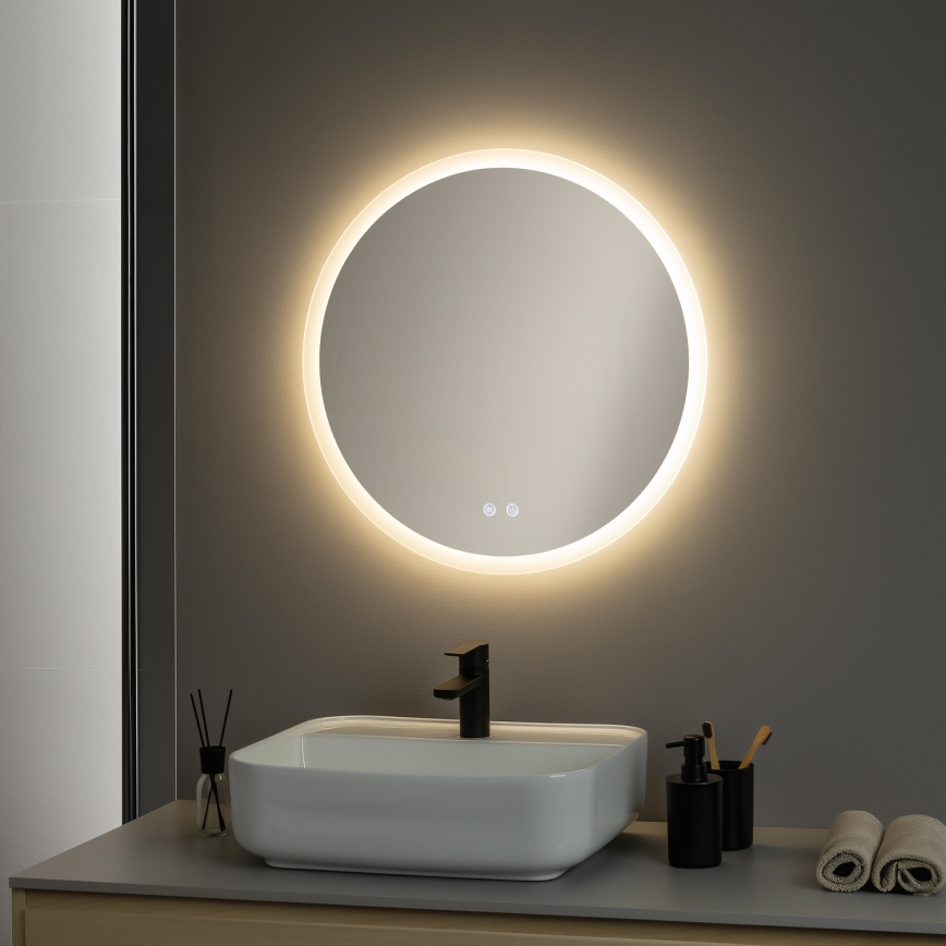Brilagi - Specchio da bagno riscaldato a LED dimmerabile con retroilluminazione CLARA ECO LED/12W/230V Ø 60 cm 3000/4000/6500K IP44 CRI 90