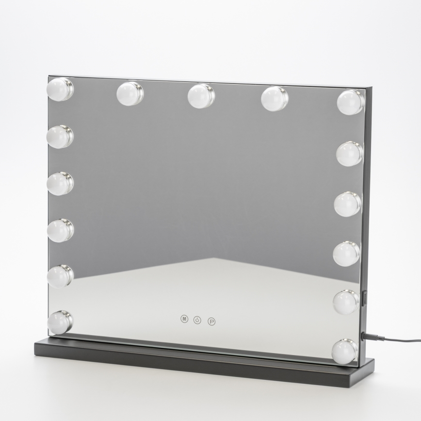 BRILAGI - Specchio trucco dimmerabile HOLLYWOOD LED/15W/230V CCT + USB nero
