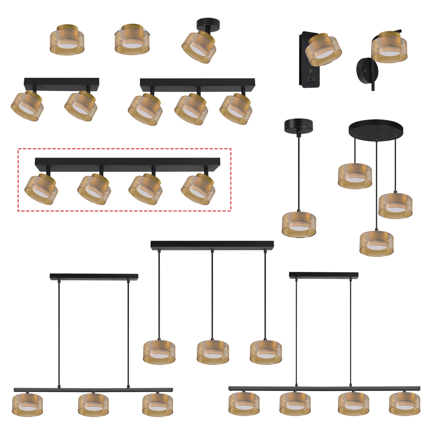 Brilagi - Spot AURA LUX 4xGX53/30W/230V noir/doré