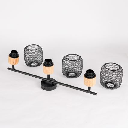 Brilagi - Spot BASKLITE 3xE27/15W/230V hévéa/noir