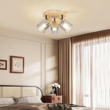 Brilagi - Spot d'éclairage HYGGE 3xE14/15W/230V bois d'hévéa/fumé