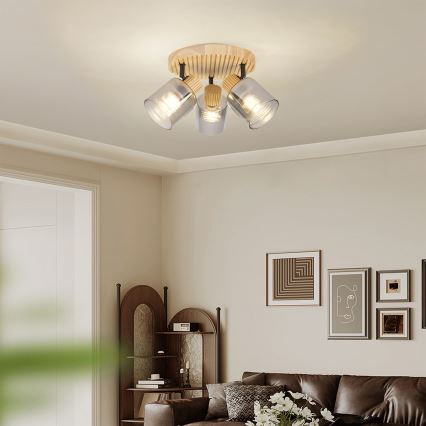 Brilagi - Spot d'éclairage HYGGE 3xE14/15W/230V bois d'hévéa/fumé