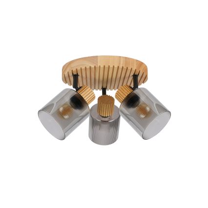 Brilagi - Spot d'éclairage HYGGE 3xE14/15W/230V bois d'hévéa/fumé