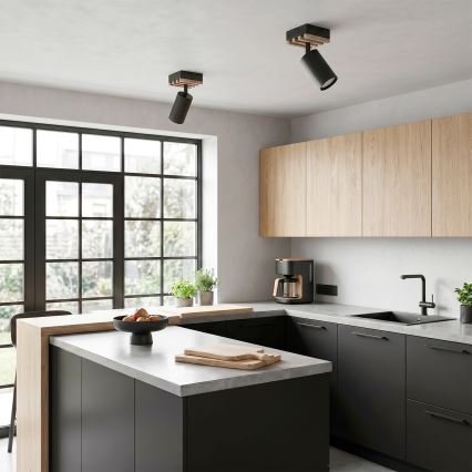 Brilagi - Spot d'éclairage SELE WOOD 1xGU10/30W/230V noir/bois