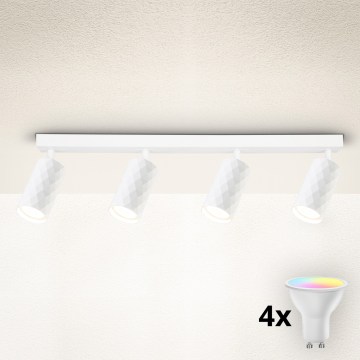 Brilagi - Spot encastrable LED RGBW dimmable SELE DIAMANT 4x GU10/6W/230V 3000K blanc + télécommande