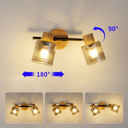 Brilagi - Spot HYGGE 2xE14/15W/230V hévéa/fumé