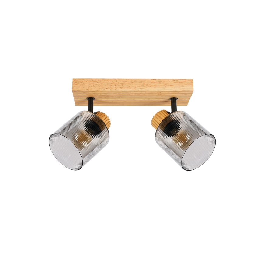 Brilagi - Spot HYGGE 2xE14/15W/230V hévéa/verre fumé