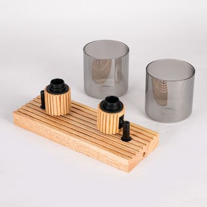 Brilagi - Spot HYGGE 2xE14/15W/230V hévéa/verre fumé