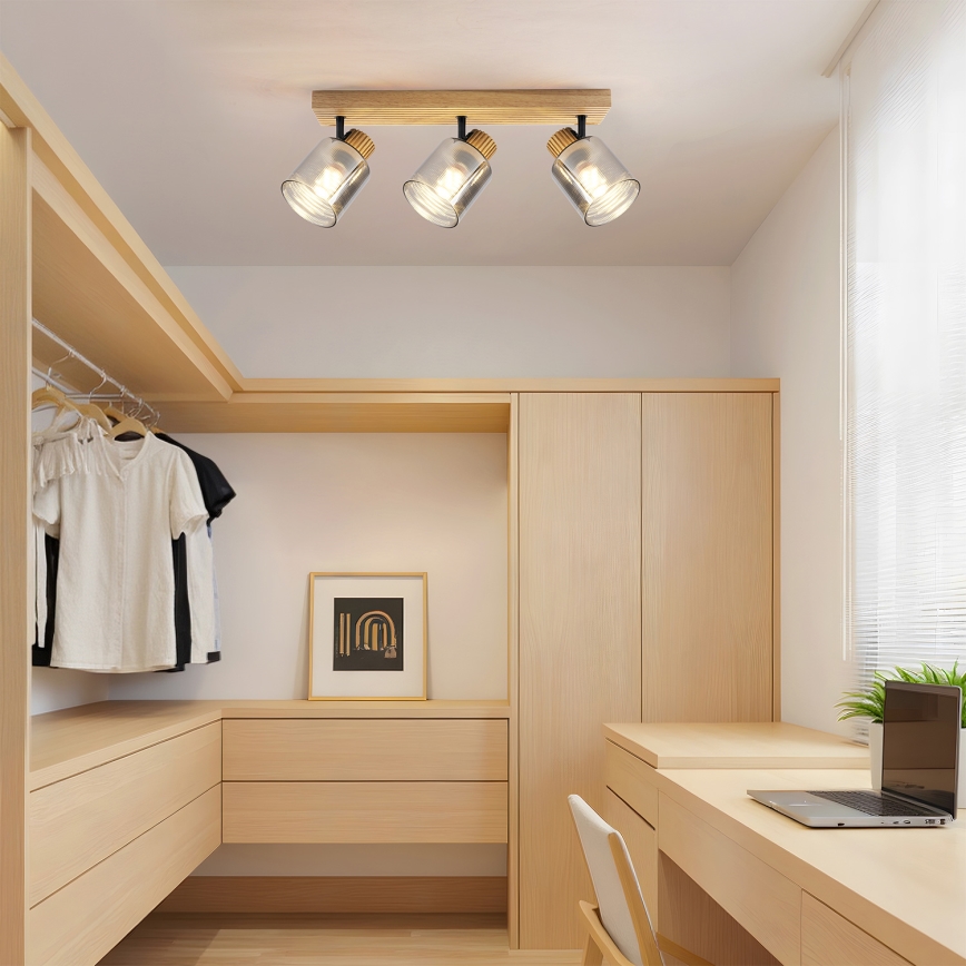 Brilagi - Spot HYGGE 3xE14/15W/230V hévéa/fumé