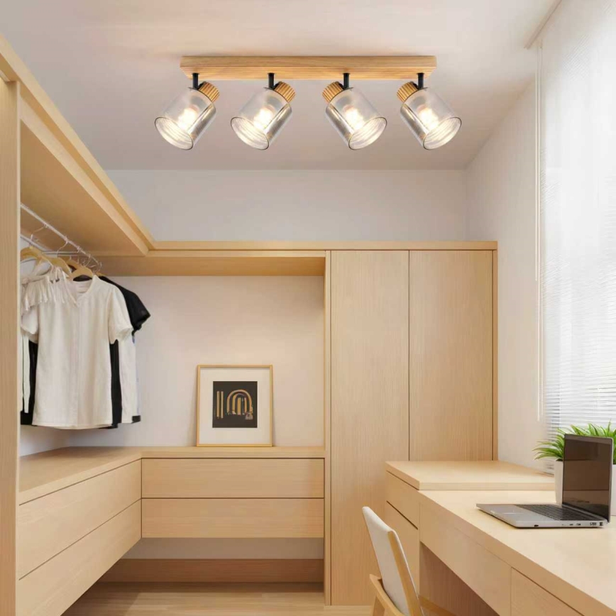 Brilagi - Spot HYGGE 4xE14/15W/230V hévéa/fumé