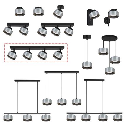 Brilagi - Spot LED RGB+CCT dimmable AURA LUX 4×GX53/14W/230V 2700–6500K Wi‑Fi Tuya noir/fumé