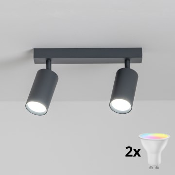 Brilagi - Spot LED RGBW dimmable SELE 2xGU10/6W/230V 3000K anthracite + télécommande