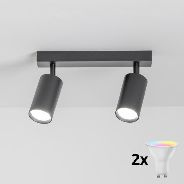 Brilagi - Spot LED RGBW dimmable SELE 2xGU10/6W/230V 3000K noir + télécommande