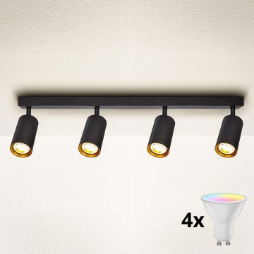 Brilagi - Spot LED RGBW dimmable SELE 4xGU10/4,8W/230V 3000K noir/doré + télécommande