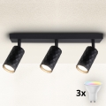 Brilagi - Spot LED RGBW dimmable SELE DIAMANT 3xGU10/4,8W/230V 3000K noir + télécommande