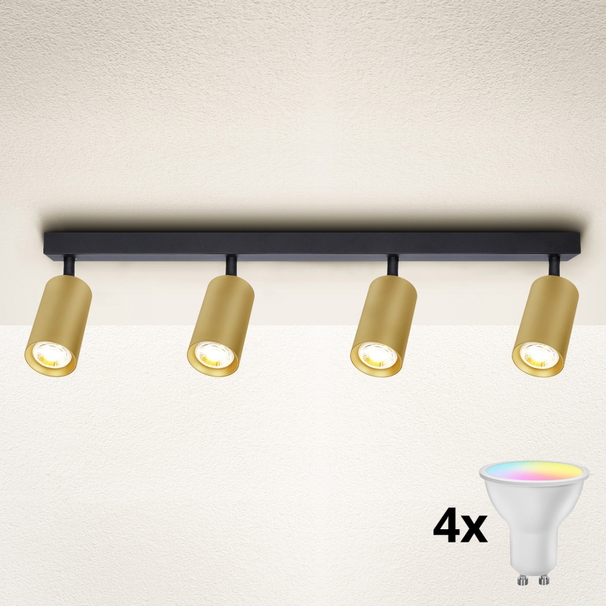 Brilagi - Spot LED RGBW dimmable SELE GOLDEN 4xGU10/6,5W/230V 2700-6500K noir/doré