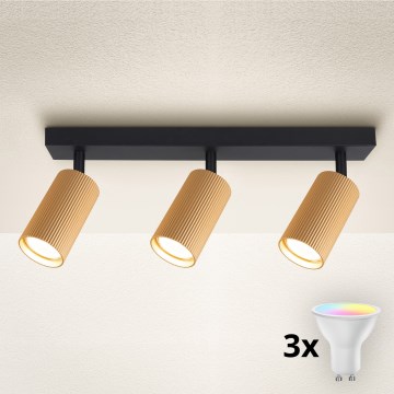 Brilagi - Spot LED RGBW dimmable SELE MODERN 3xGU10/6W/230V 3000K doré + télécommande