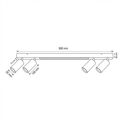 Brilagi - Spot LED SELE 4xGU10/30W/230V + LED/20W noir