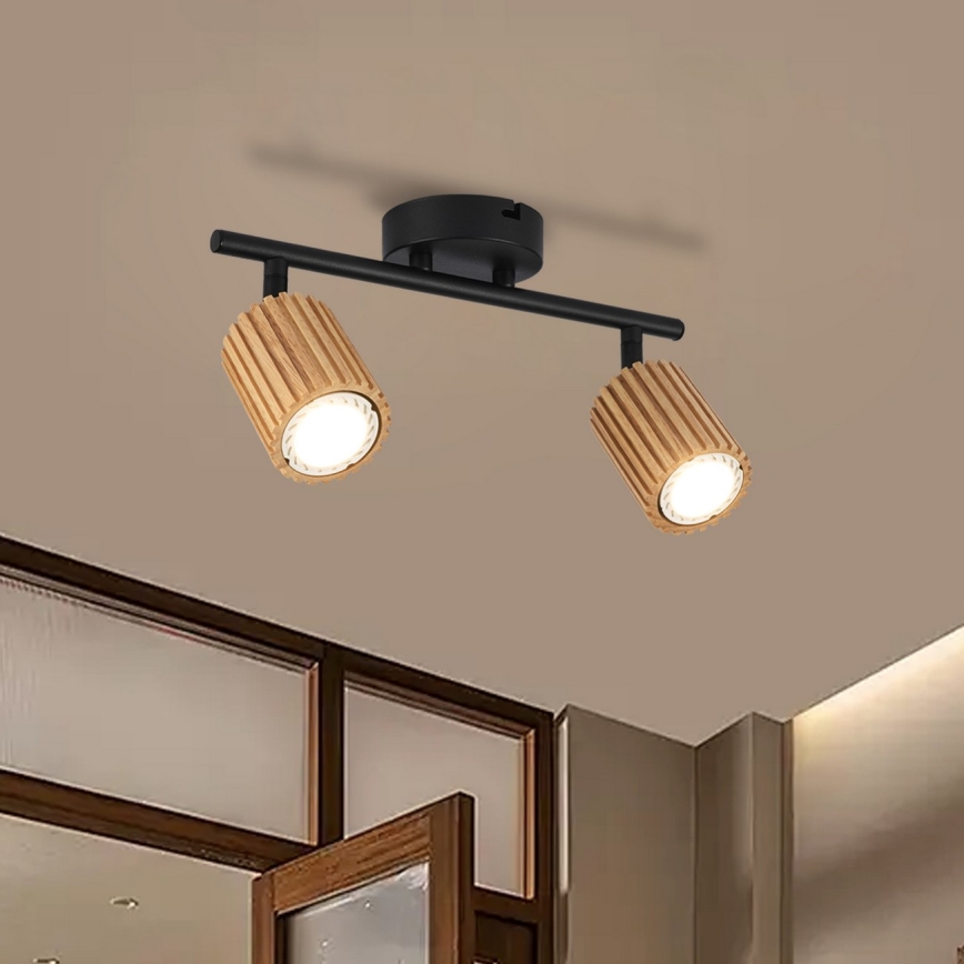 Brilagi - Spot MODERN WOOD 2xGU10/8W/230V bois d'hévéa/noir