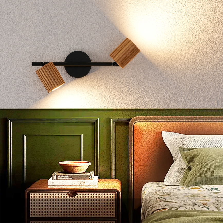 Brilagi - Spot MODERN WOOD 2xGU10/8W/230V bois d'hévéa/noir