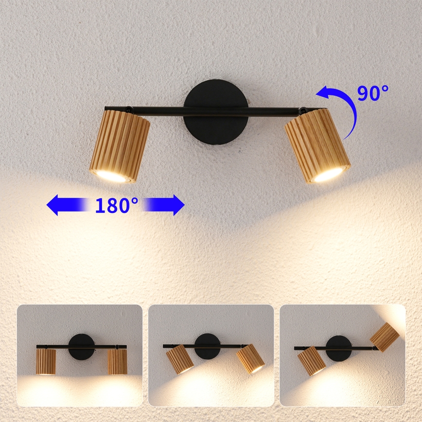 Brilagi - Spot MODERN WOOD 2xGU10/8W/230V bois/noir