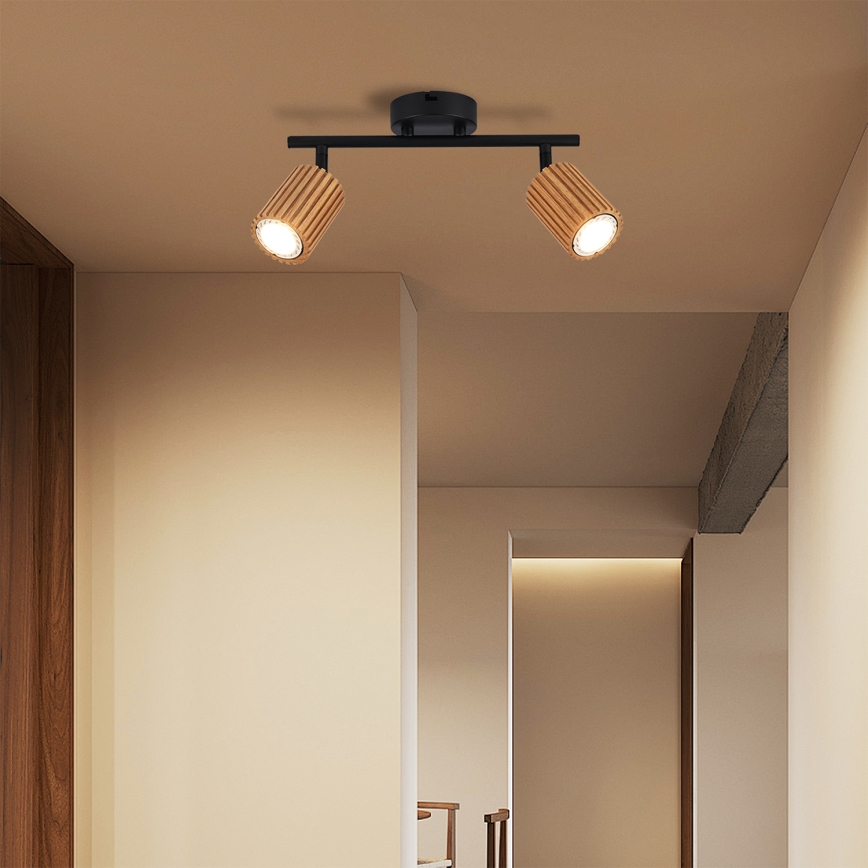 Brilagi - Spot MODERN WOOD 2xGU10/8W/230V bois/noir