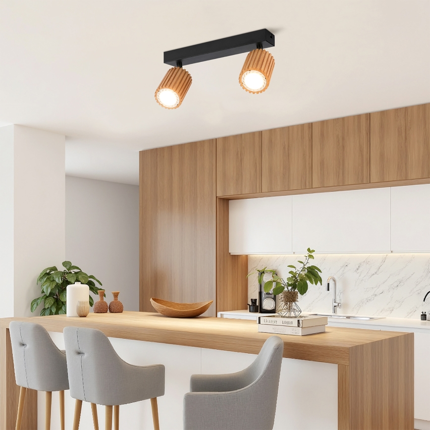 Brilagi - Spot MODERN WOOD 2xGU10/8W/230V bois/noir