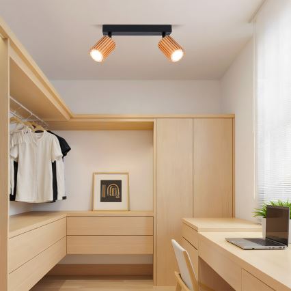 Brilagi - Spot MODERN WOOD 2xGU10/8W/230V en hévéa/noir