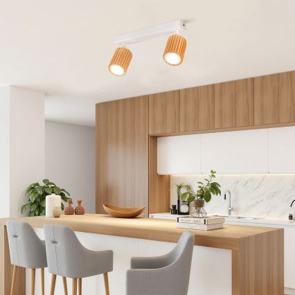 Brilagi - Spot MODERN WOOD 2xGU10/8W/230V hévéa/blanc