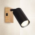 Brilagi - Spot mural avec interrupteur SELE 1xGU10/30W/230V noir/décor chêne