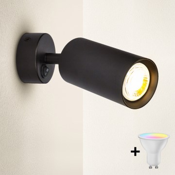 Brilagi - Spot mural LED RGBW dimmable avec interrupteur intégré SELE 1xGU10/4,8W/230V 3000K noir + télécommande