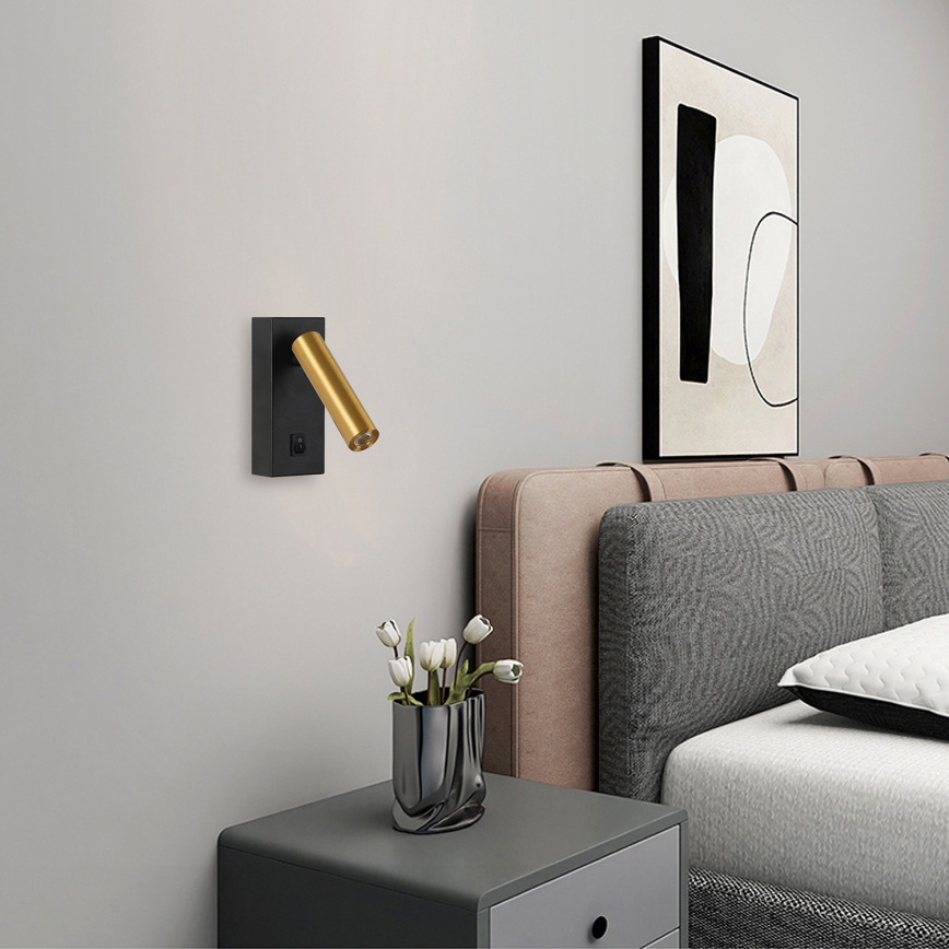 Brilagi - Spot mural MAYA LED/3W/230V 4000K noir/doré