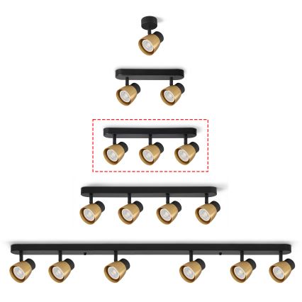 Brilagi - Spot NUGGET 3xGU10/30W/230V noir/or