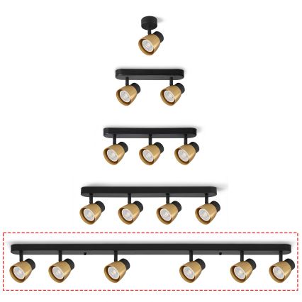 Brilagi - Spot NUGGET 6xGU10/30W/230V noir/doré