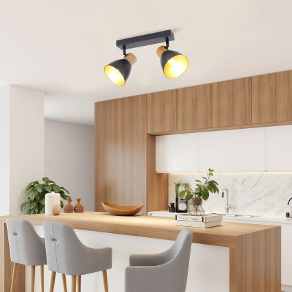 Brilagi - Spot ODENSE 2xE14/10W/230V bois d'hévéa/noir