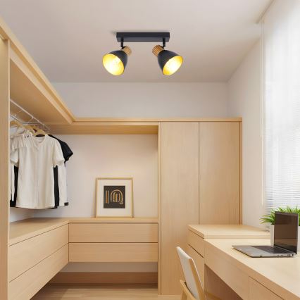 Brilagi - Spot ODENSE 2xE14/10W/230V bois d'hévéa/noir