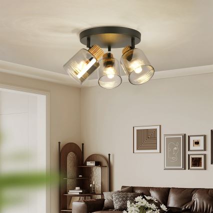 Brilagi - Spot orientable HYGGE 3xE14/15W/230V noir/fumé